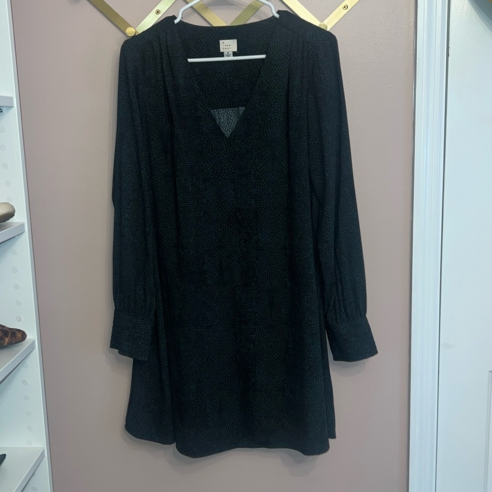Green & Black Print Dress